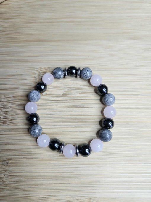 Quartz rose, hematite et jaspe picasso 