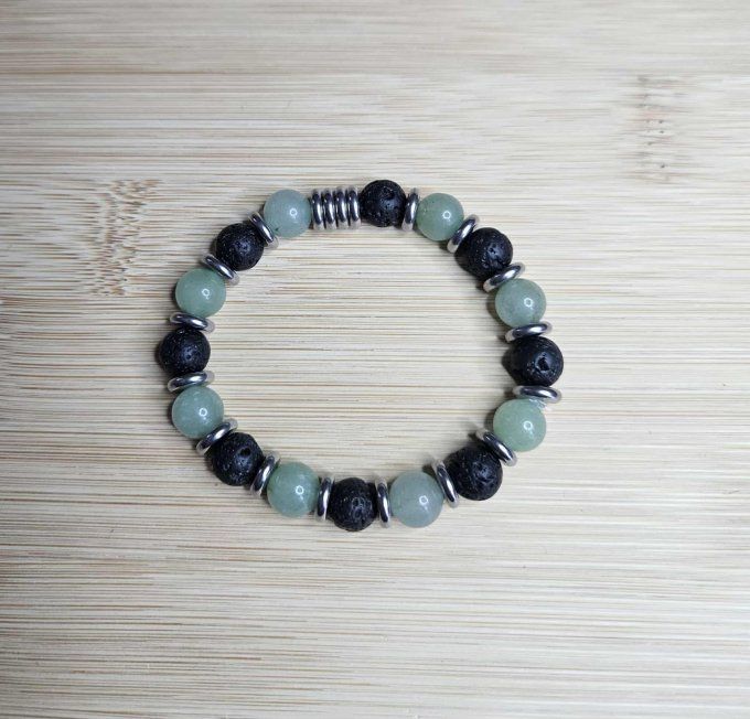 Aventurine verte et pierre de lave 